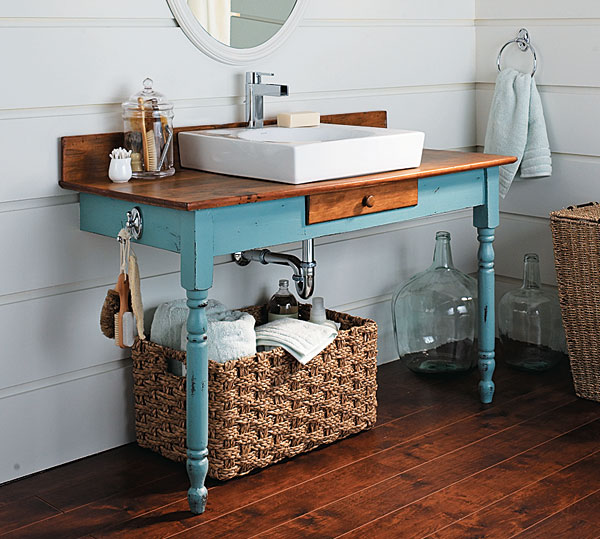 How to Build a Bathroom Vanity From an Old Dining Table 