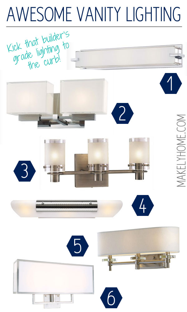 Awesome contemporary and modern vanity lighting that will cast a soft glow in your bathroom via MakelyHome.com