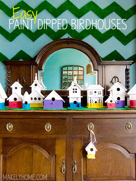 paint dipped birdhouse craft