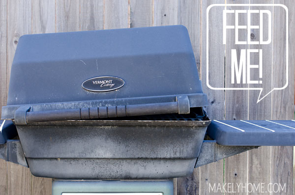 Old broken BBQ grill - soon to be tuned into a flower planter!  via MakelyHome.com