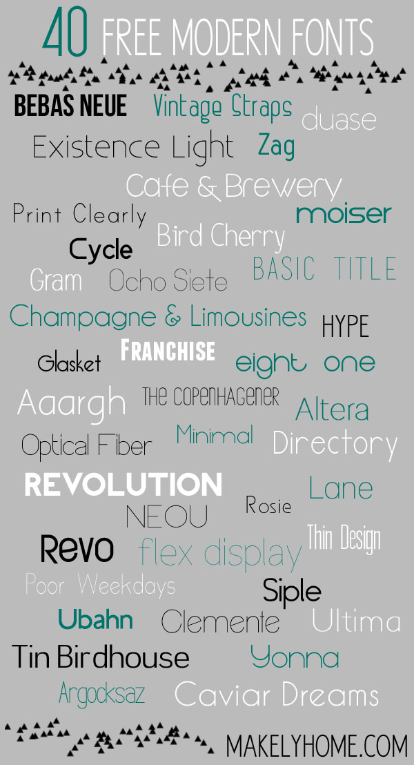 40 Free Modern Fonts via MakelyHome.com
