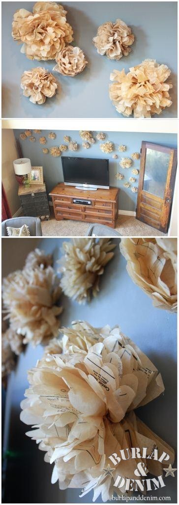 Sewing Pattern Tissue Flowers Feature Wall