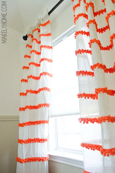 Anthropologie Swing Stripe Curtain Knockoff - DIY embellished curtain panels via MakelyHome.com