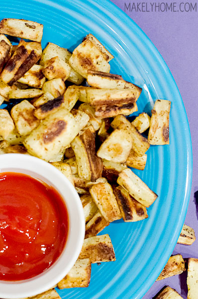 easy parsnip fries - my kids think they are as good as french fries! via MakelyHome.com