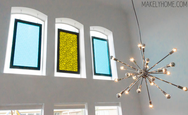 midcentury modern plastic decorator panels turned window hangings via MakelyHome.com