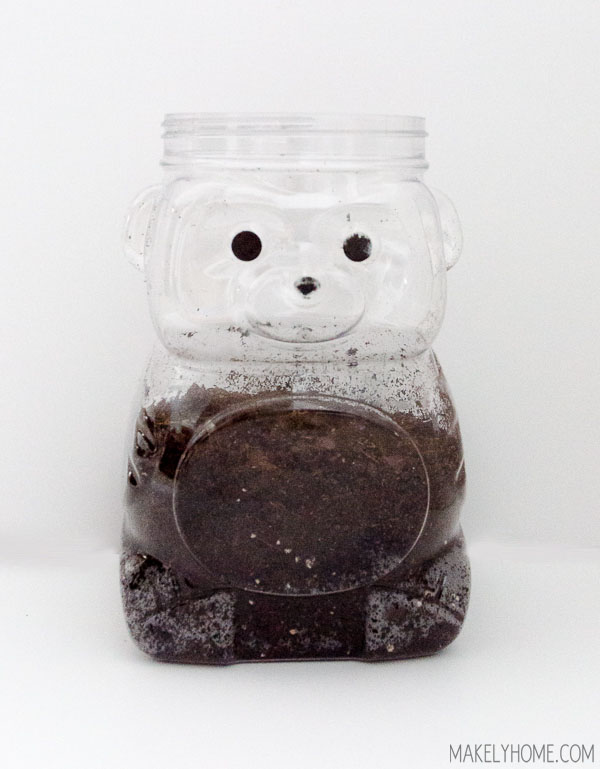 DIY Bear Planter from Plastic Animal Cracker Jar