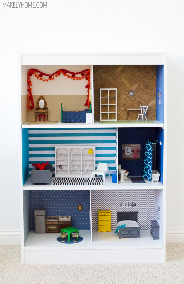 DIY dollhouse from a bookcase -  styled to look like my home #giveahome #Wayfair #Porch