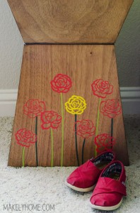 Yellow Rose of Texas embellished table - Create your own embellished furniture with vinyl designs! Tutorial at MakelyHome.com