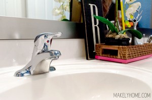 Upgrading my bathroom faucets with an easy install! via MakelyHome.com #MoenBoardwalk