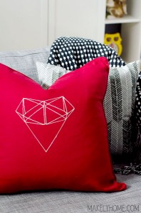How to Make a Geometric Heart Throw Pillow via MakelyHome.com