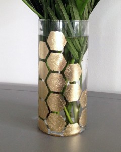 DIY Gold Leaf Honeycomb Vase by Teal & Lime for makelyhome.com