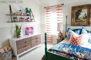 Little girl's bold and eclectic bedroom via MakelyHome.com