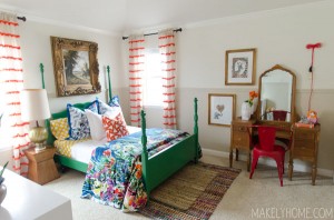 Little girl's bold and eclectic bedroom via MakelyHome.com