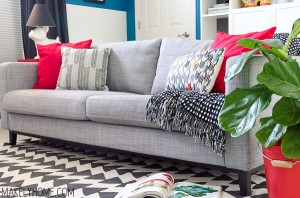 Ikea Hack - building sturdy tapered legs and skirt for a Karlstad sofa