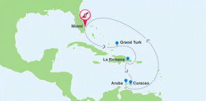 Map of Carnival Freedom Southern Caribbean Cruise