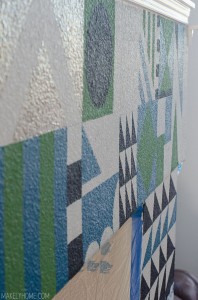 Hand painted Mary Blair inspired feature wall via MakelyHome.com