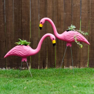 DIY Pink Flamingo Planters